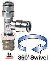 6440 Series Male National Pipe Thread (NPT) Run Swivel Tee Fittings